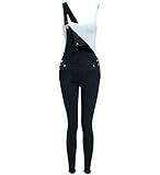 SS7 Latzhose Skinny Fit Stretch Denim Schwarz Damen Größe 34-44 Damen Latzhose Rip Jeans Gr. 36, Schwarz