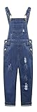 KIDSCOOL SPACE Jeans-Latzhose für Mädchen,little Ripped Big Bib Slim Jeans-Latzhose,Blau,3-4 Jahre