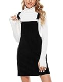 Hooever Damen Corduroy A-Linie Strappy Latz Pullover Overalls Kleid Rock - Schwarz - Klein