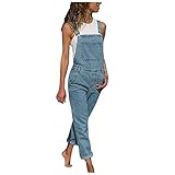 QIUhhpuy Damen Latzhose Jeans Boyfriend Denim Overall Jumpsuit Used-Look Sommeroverall Jeanslatzhose Damen Latzhose Jeans Lange Hose Denim Overall Jumpsuit Playsuit Jeans Vintage