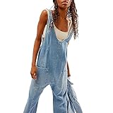 Cjydfd Denim-Overalls für Damen, lockere Passform, lässig, ärmellos, Baggy-Denim-Overall, Jeans, Jumpsuits, Strampler, Einteiler