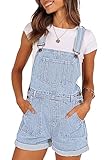 Sovoyontee Damen Jean Shortalls Verstellbare Träger Denim Bib Overalls Shorts Strampler Sommer Jumpsuits Himmelblau S
